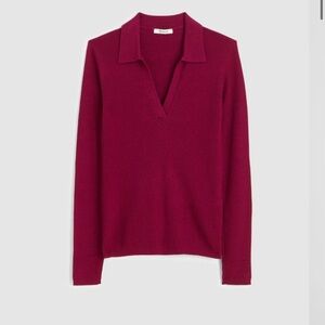 Madewell Johnny-Collar Sweater Merino-Silk Blend in Autumn Fuchsia size small